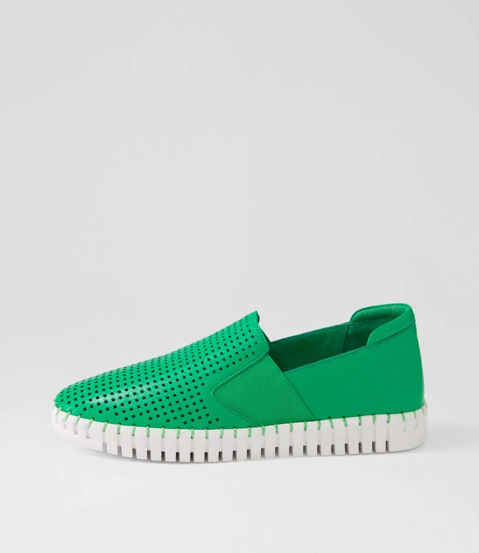 MIDAS Harena Bright Emerald White Leather Sneakers