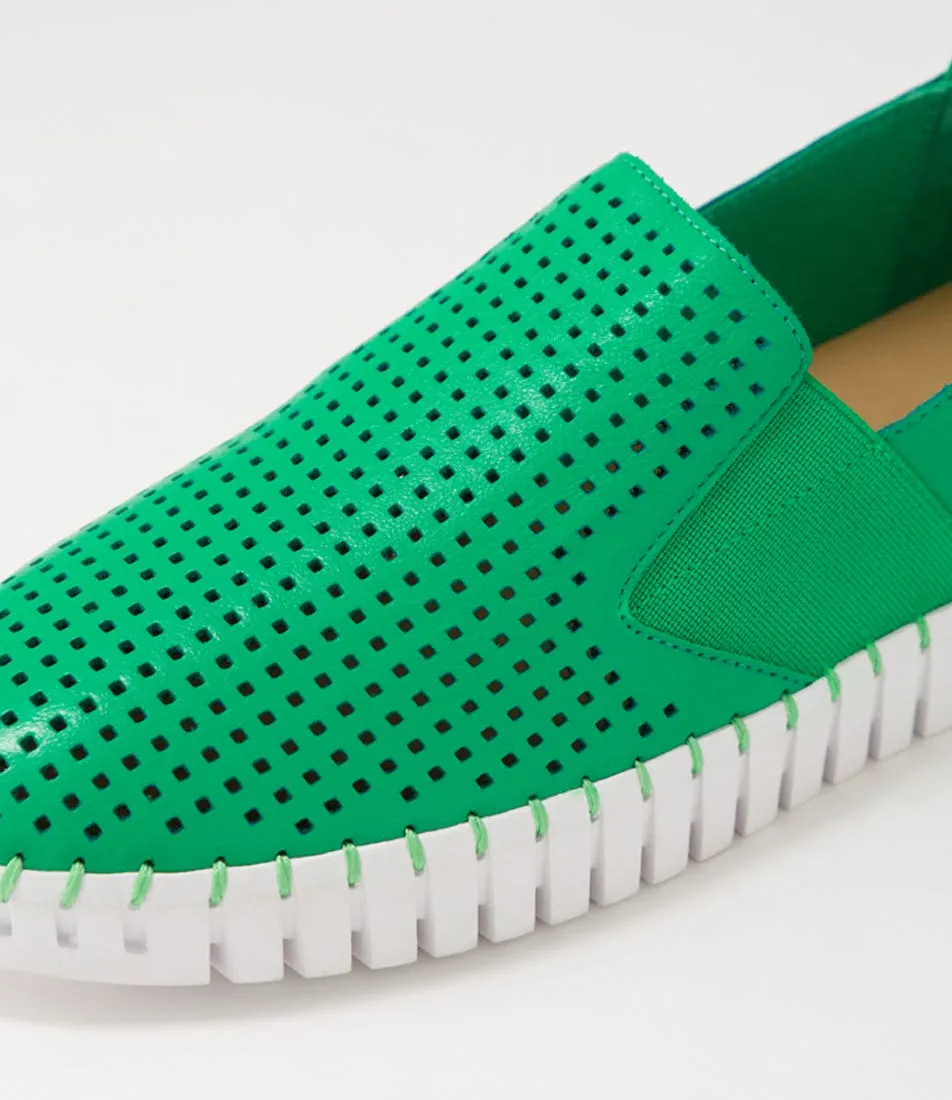 MIDAS Harena Bright Emerald White Leather Sneakers