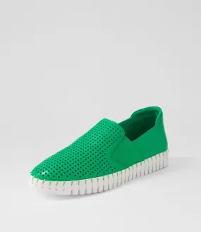 MIDAS Harena Bright Emerald White Leather Sneakers