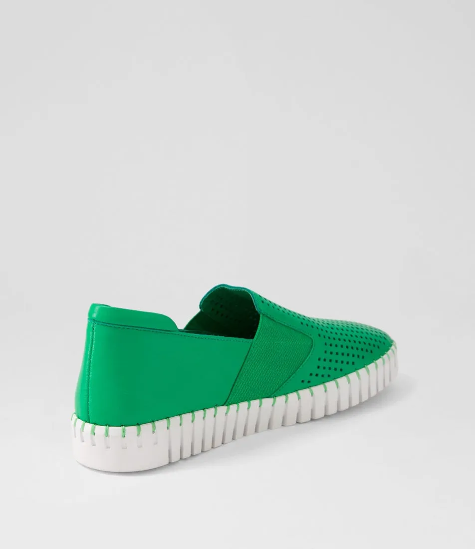 MIDAS Harena Bright Emerald White Leather Sneakers