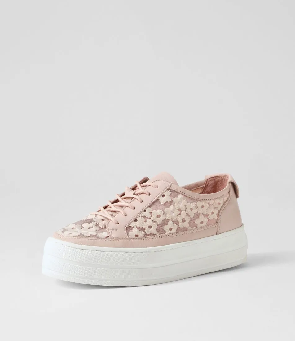 MIDAS Sirena Dusty Pink Leather Flower Sneakers