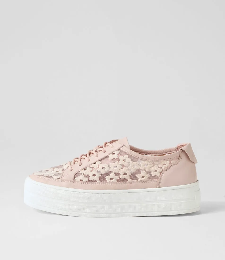 MIDAS Sirena Dusty Pink Leather Flower Sneakers