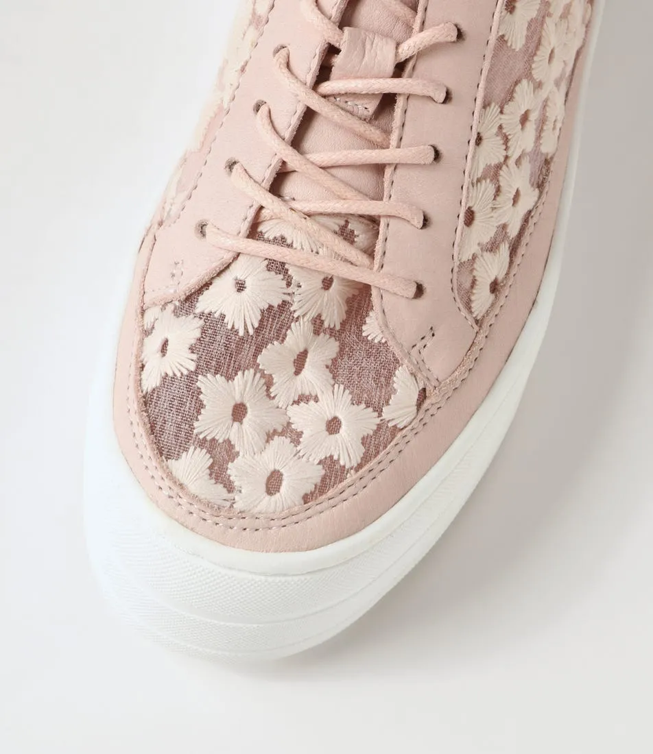 MIDAS Sirena Dusty Pink Leather Flower Sneakers