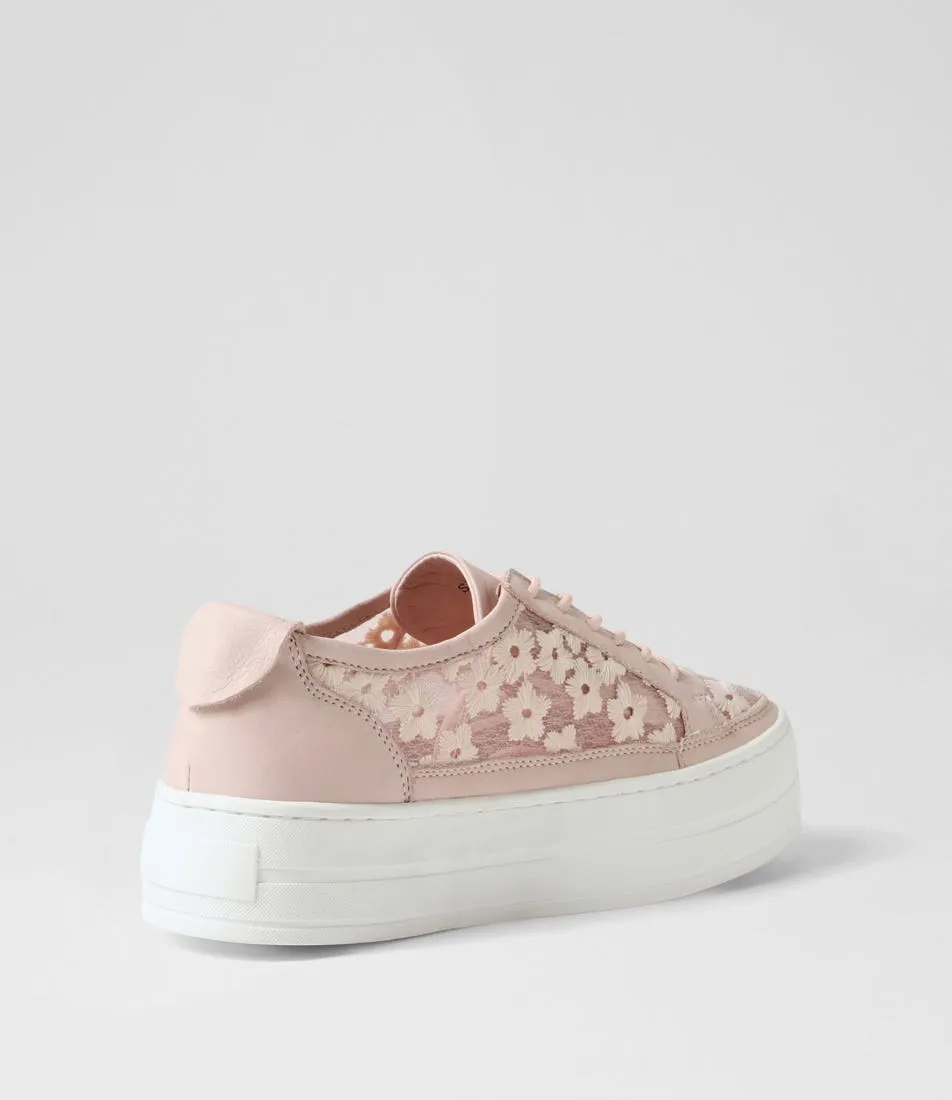 MIDAS Sirena Dusty Pink Leather Flower Sneakers