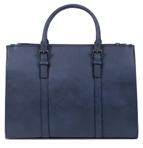 Midnight blue synthetic handbag with 2 handles 316105