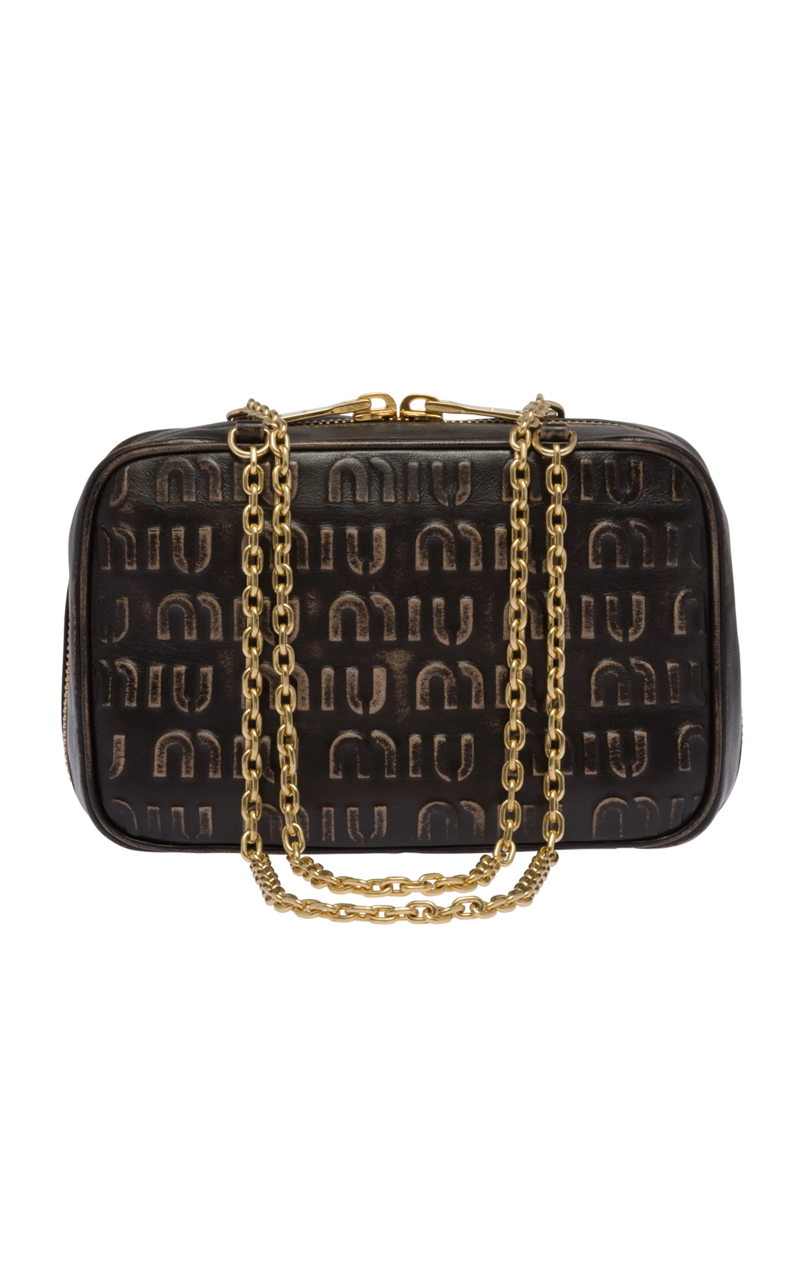 Miu Miu Logo-Embossed Leather Top Handle Bag