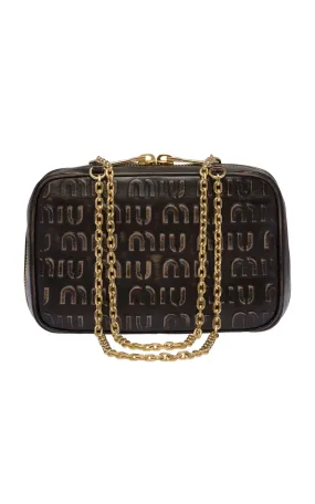 Miu Miu Logo-Embossed Leather Top Handle Bag