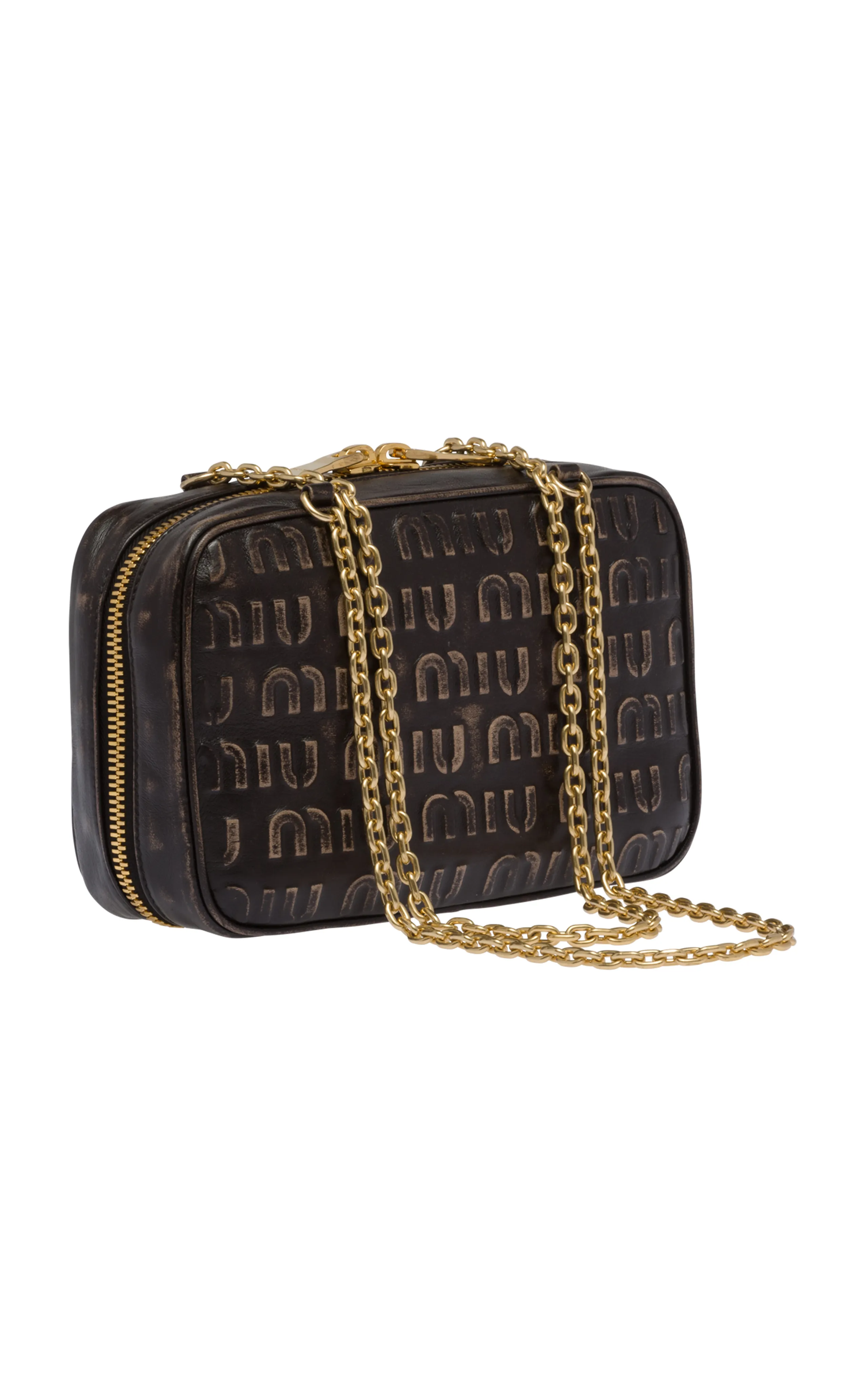 Miu Miu Logo-Embossed Leather Top Handle Bag