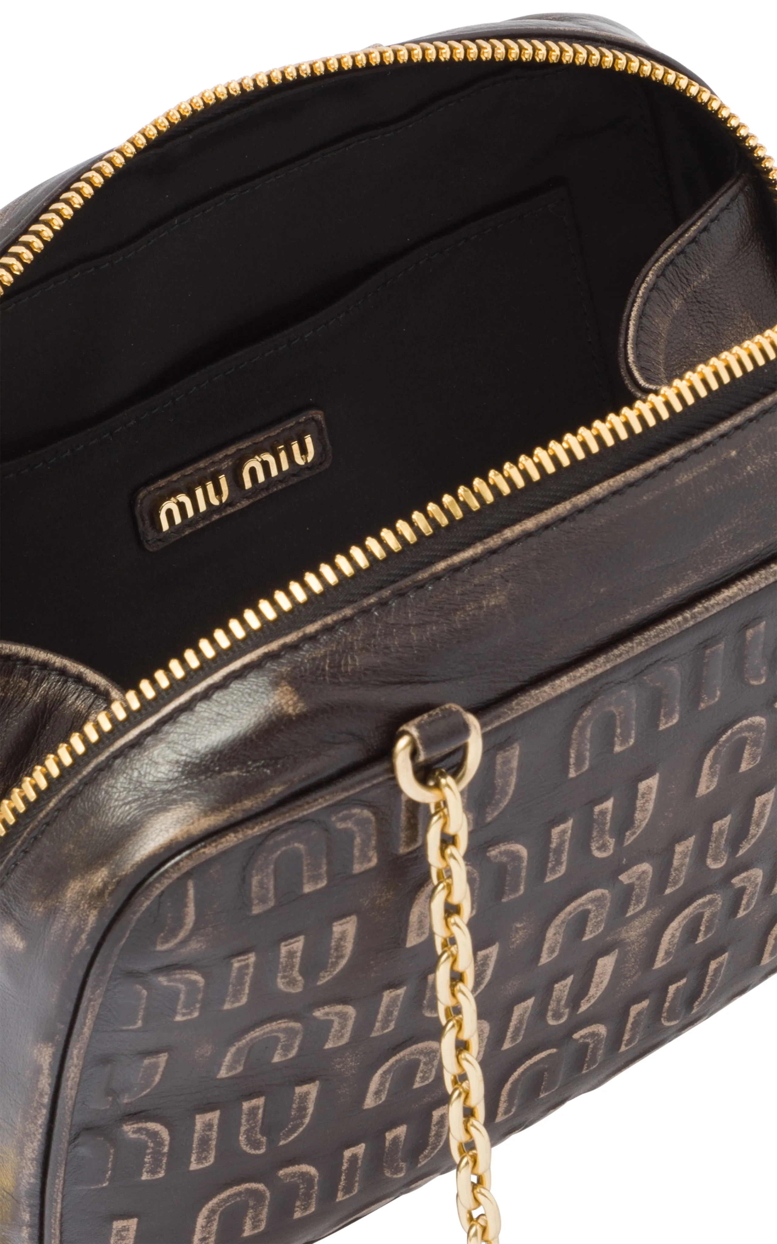 Miu Miu Logo-Embossed Leather Top Handle Bag