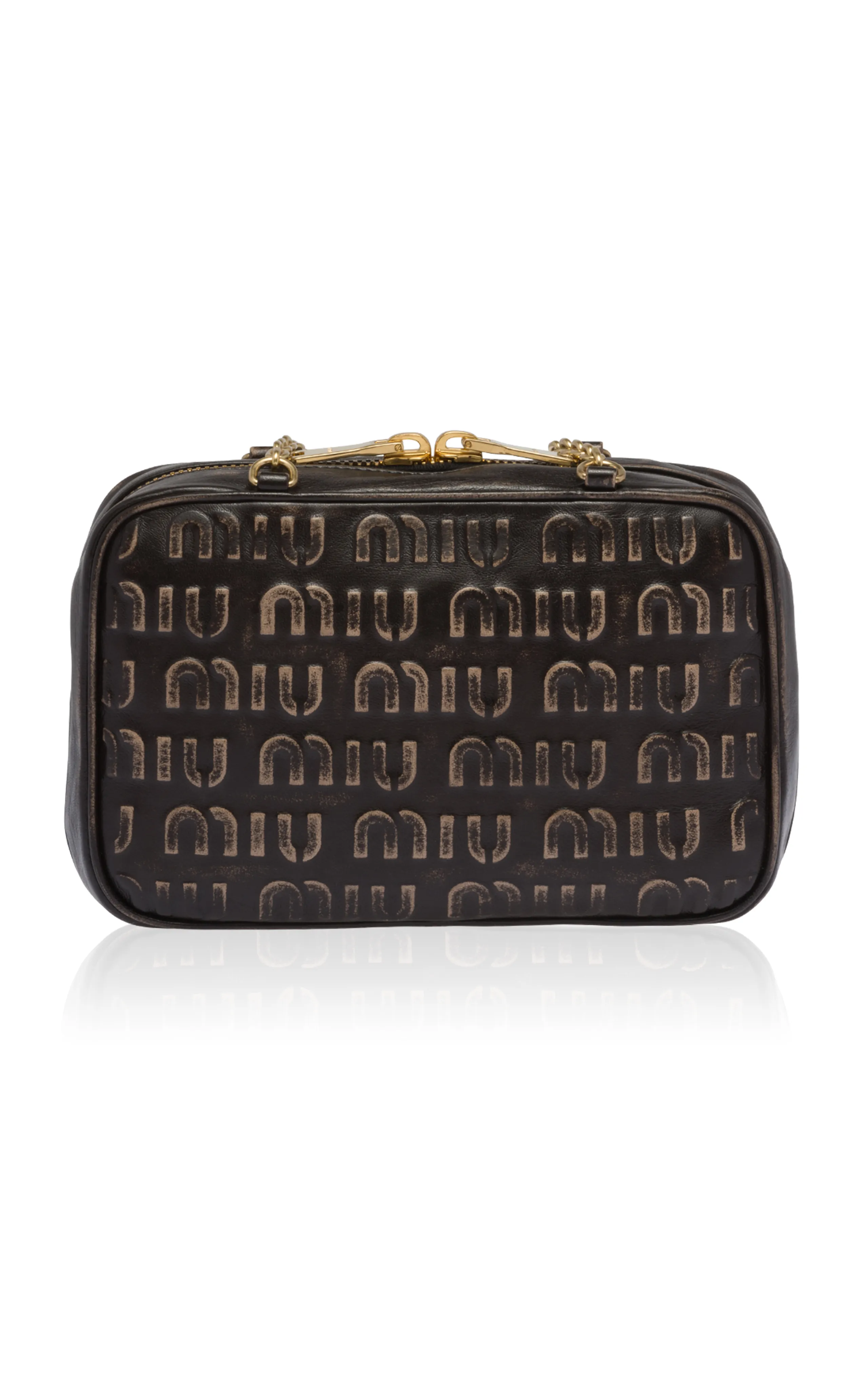 Miu Miu Logo-Embossed Leather Top Handle Bag