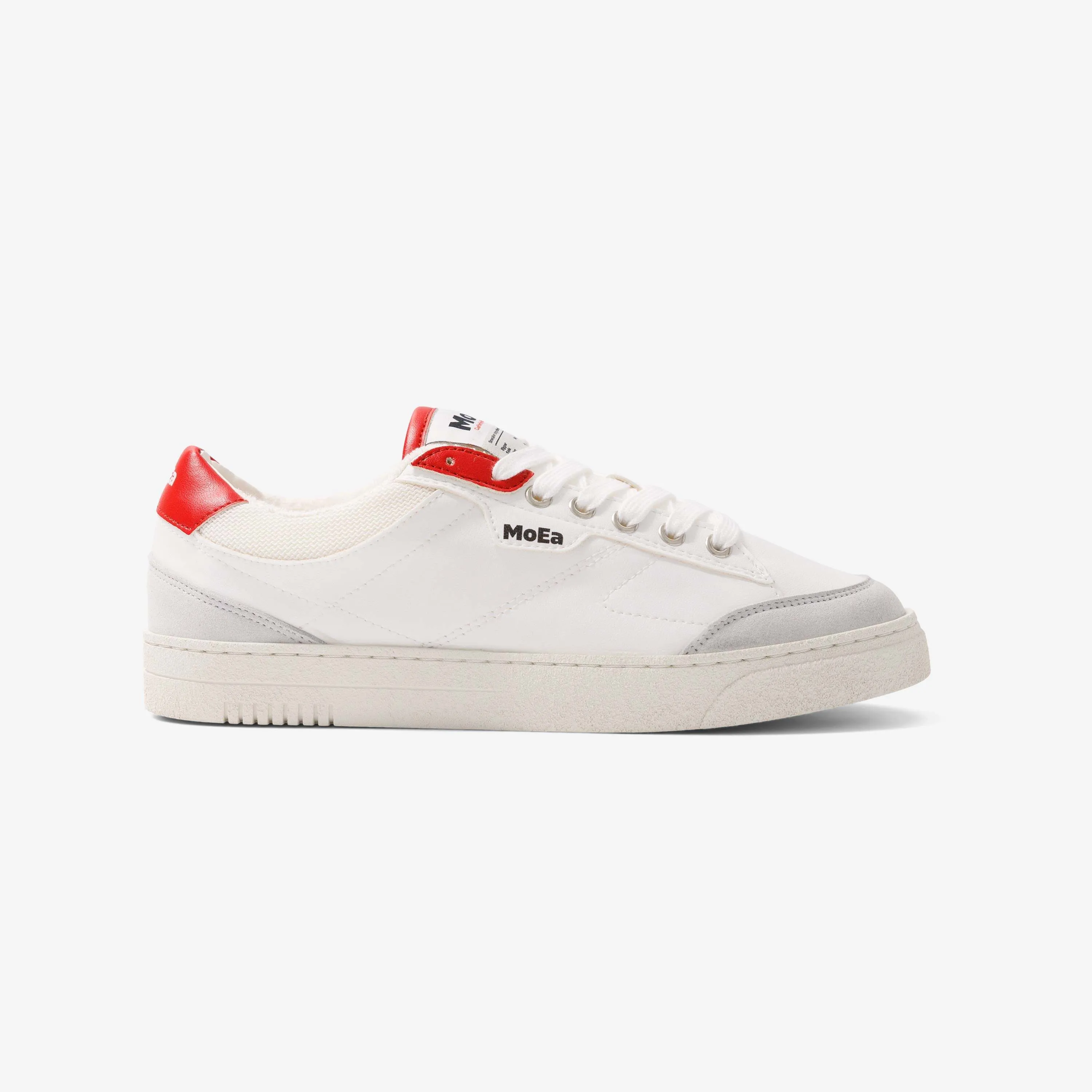 MoEa Vegan Sneakers White Red - Gen3 - Apple Leather