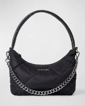 MZ Wallace    Small Quilted Bowery Shoulder Bag Black