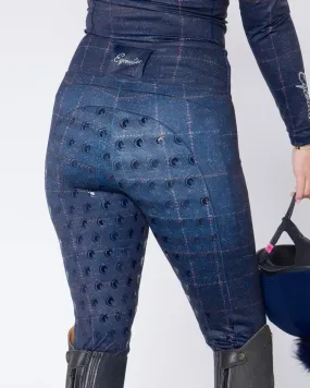 Navy Tweed Effect Riding Leggings - Full Grip