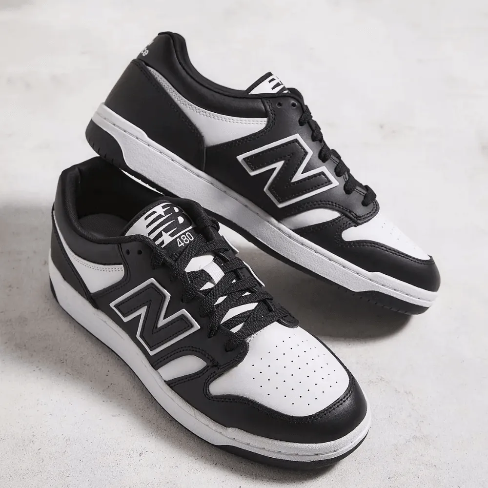 New Balance 480 White & Black Trainers