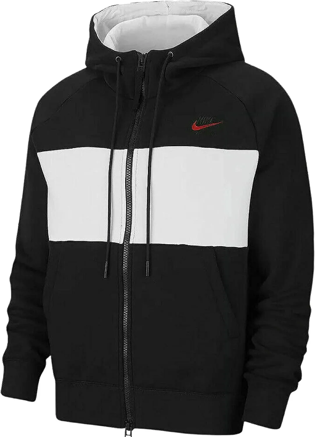 Niike Men's Air Black Swoosh Full Zip Fleece Hoodie