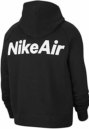 Niike Men's Air Black Swoosh Full Zip Fleece Hoodie