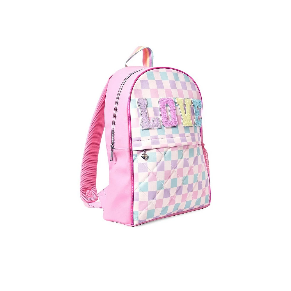 OMG Accessories Kid's Love Pastel Checkerboard Large Backpack