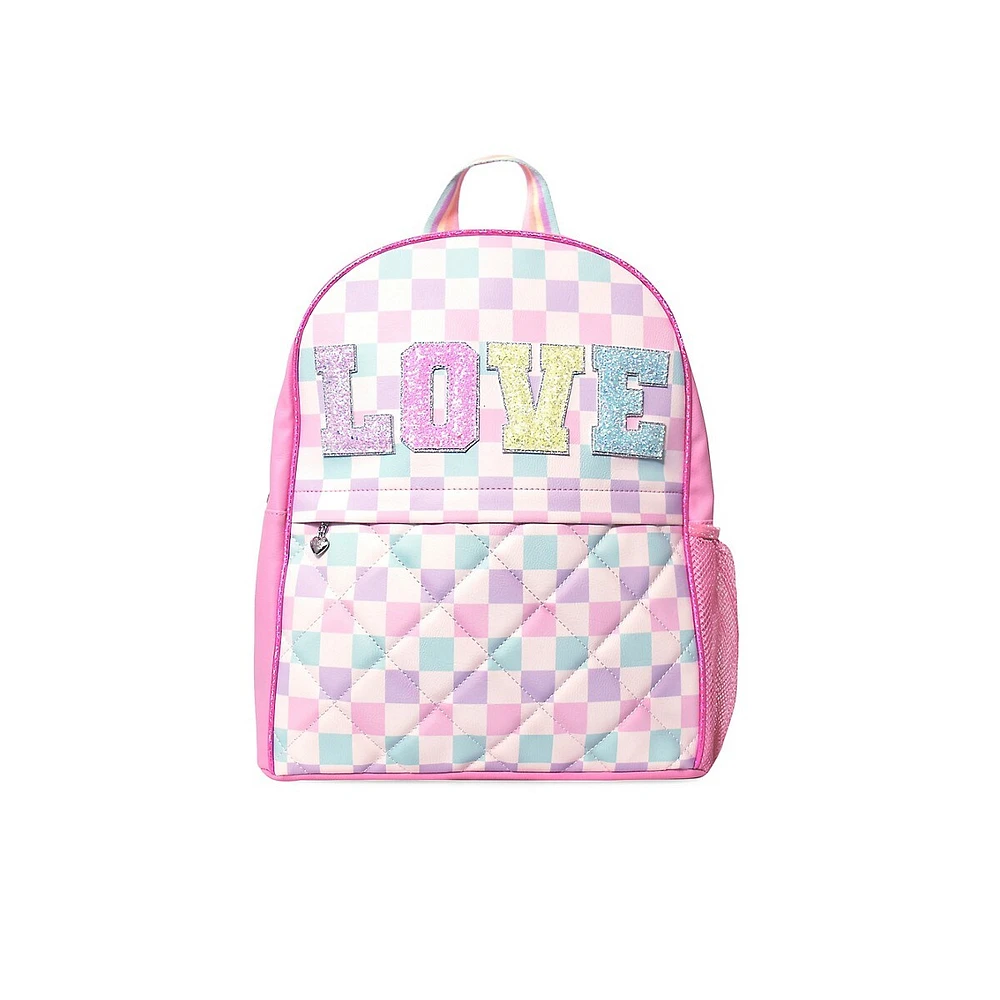 OMG Accessories Kid's Love Pastel Checkerboard Large Backpack