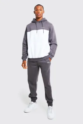 Original Man Colour Block Hooded Tracksuit | boohooMAN UK