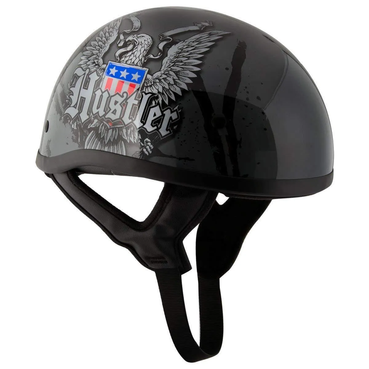 Outlaw Helmets HT1 Hustler Glossy Gray Ride Hard Half Helmet DOT Approved Motorcycle Half Helmet for Men & Women - Adult Unisex 