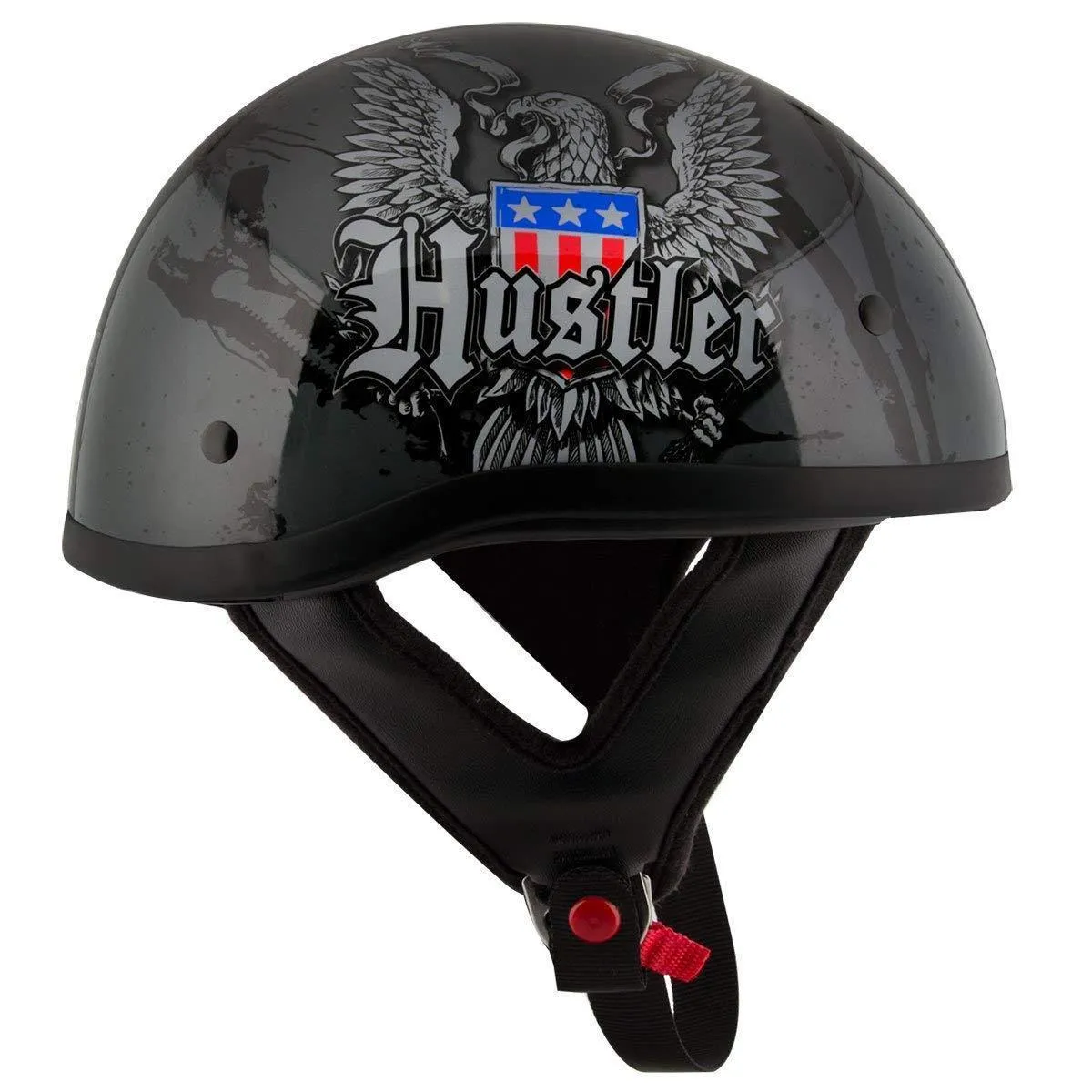 Outlaw Helmets HT1 Hustler Glossy Gray Ride Hard Half Helmet DOT Approved Motorcycle Half Helmet for Men & Women - Adult Unisex 