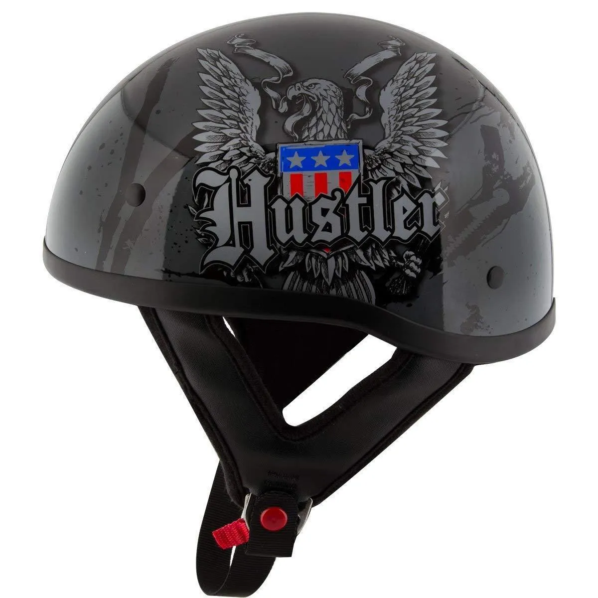 Outlaw Helmets HT1 Hustler Glossy Gray Ride Hard Half Helmet DOT Approved Motorcycle Half Helmet for Men & Women - Adult Unisex 