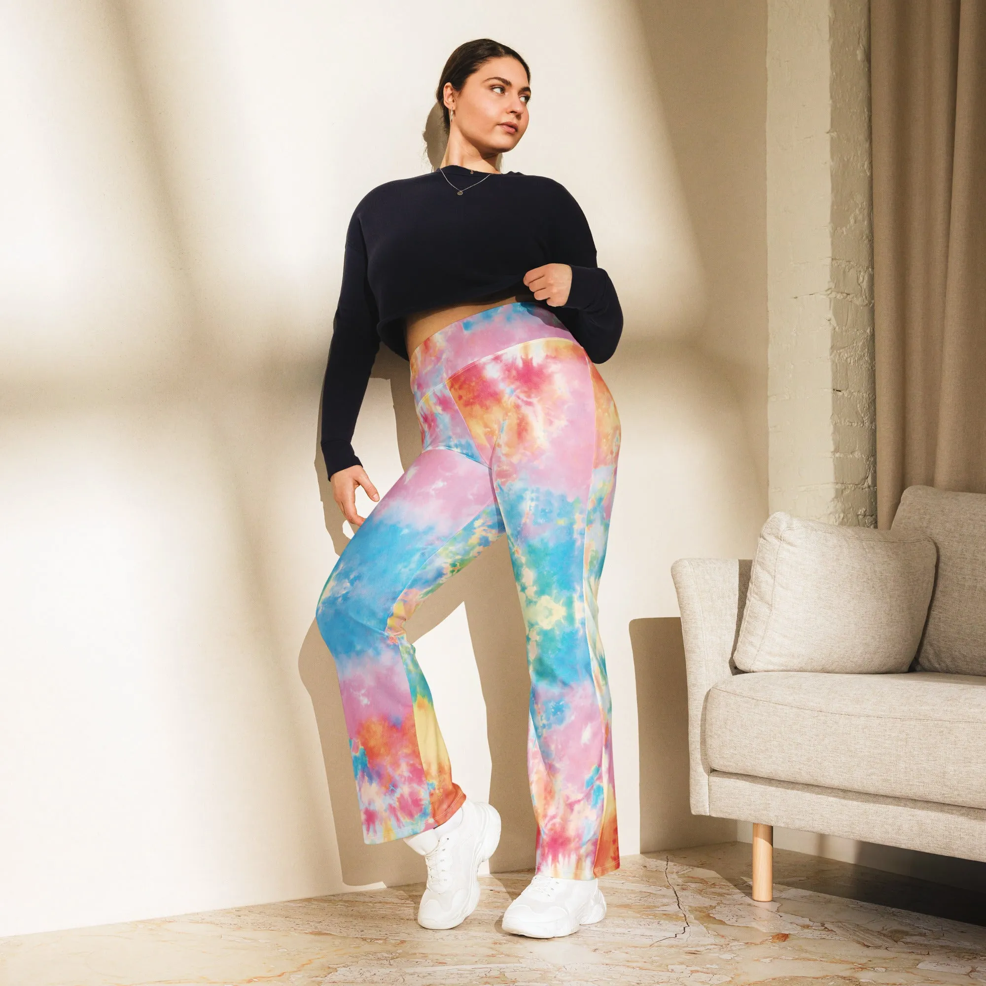 Pastel Tie Dye Flare Leggings