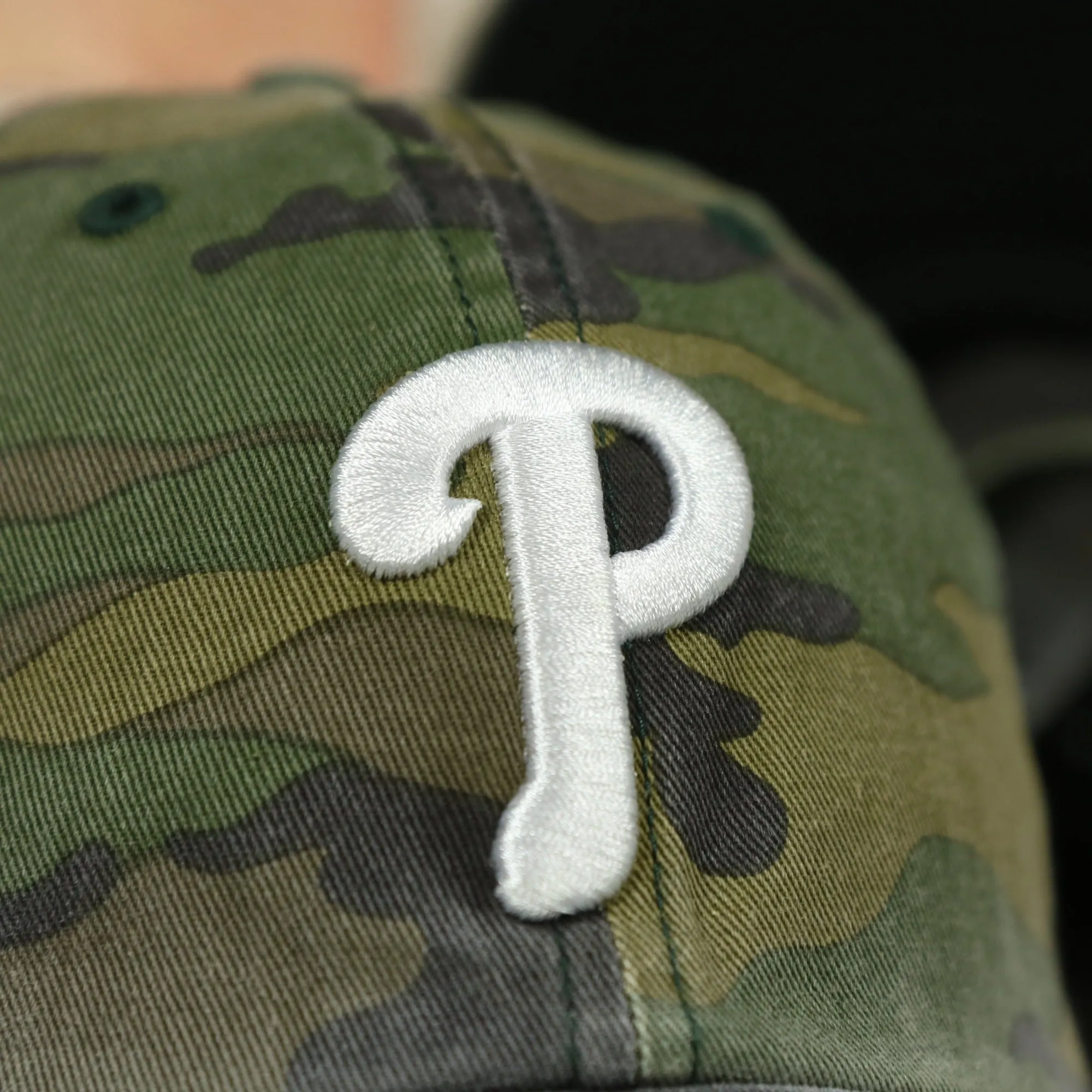 Philadelphia Phillies White Phillies Logo Camo Dad Hat | Camo Hat