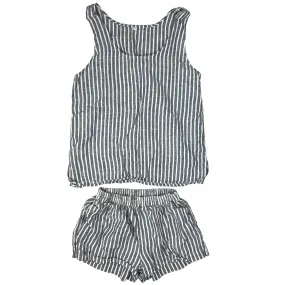 Piglet in Bed Midnight Stripe Linen Sleepwear Cami Tank & Shorts Pajama Set Sz M