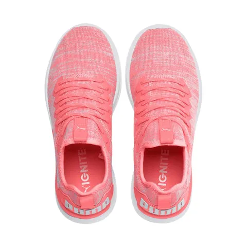 Puma Womens Ignite Flash EvoKnit Sneakers - Bright Peach/Puma White