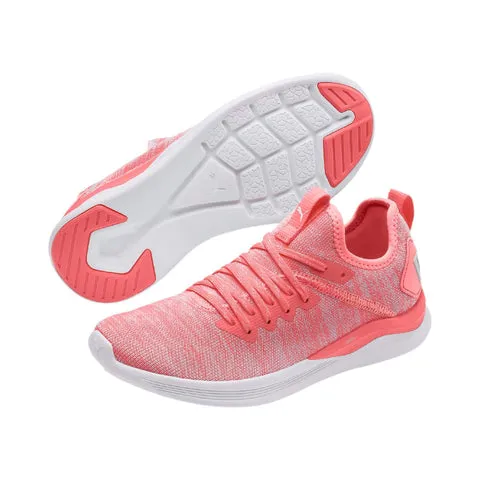 Puma Womens Ignite Flash EvoKnit Sneakers - Bright Peach/Puma White