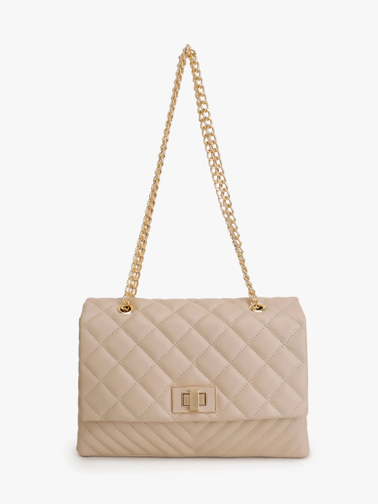 Quilted Solid Handbag With Chain