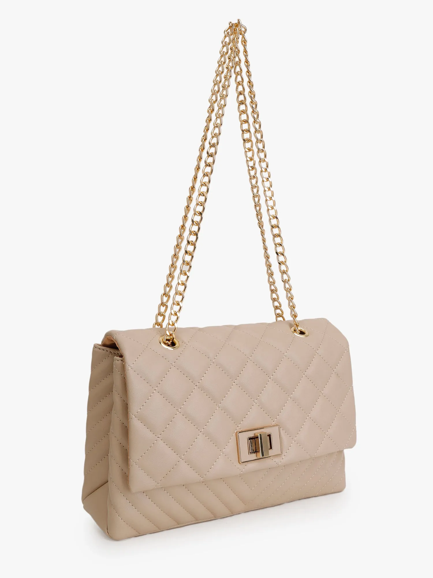 Quilted Solid Handbag With Chain