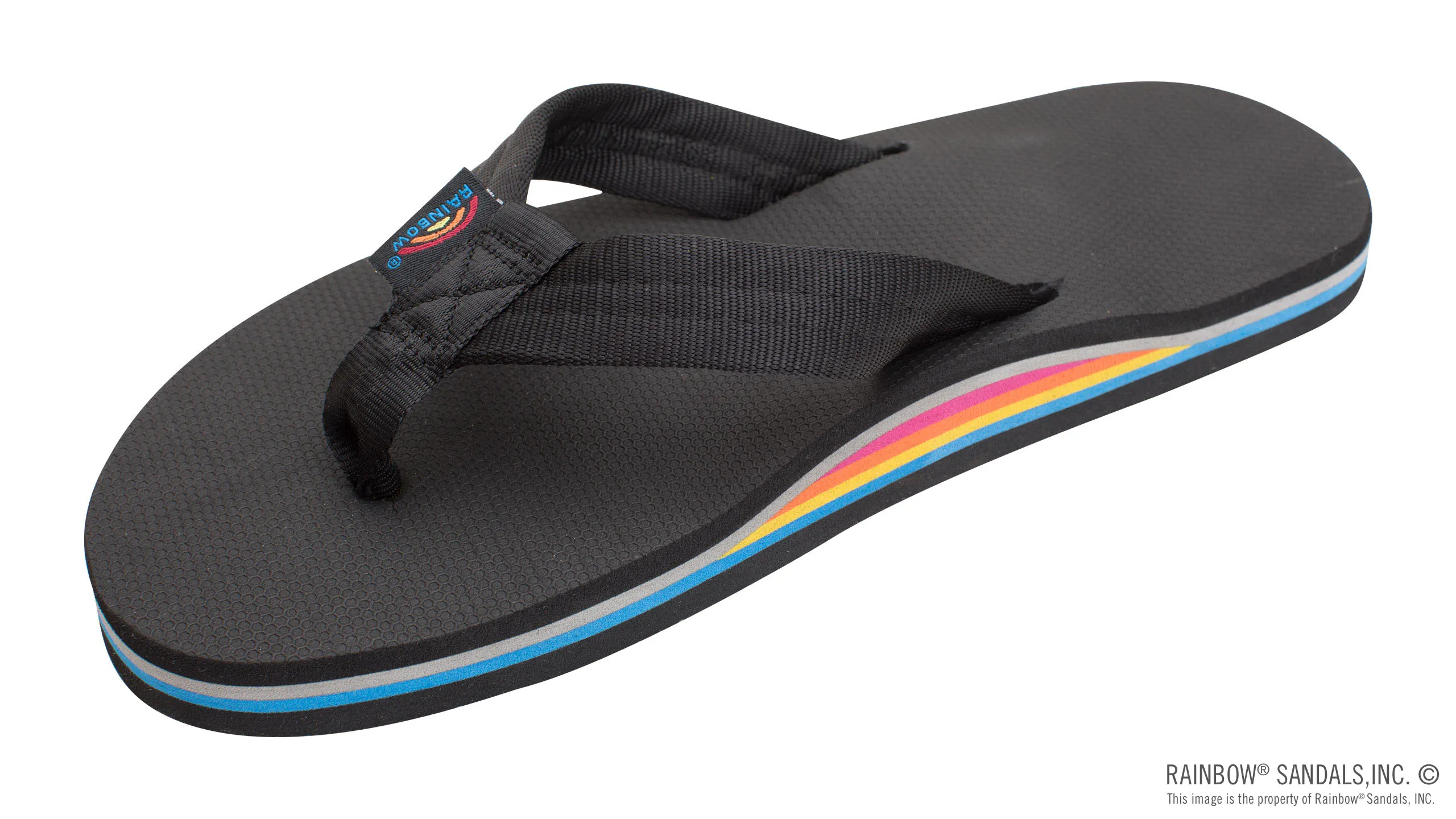 Rainbow Classic Black Rubber Single Layer Limited Edition Sandals