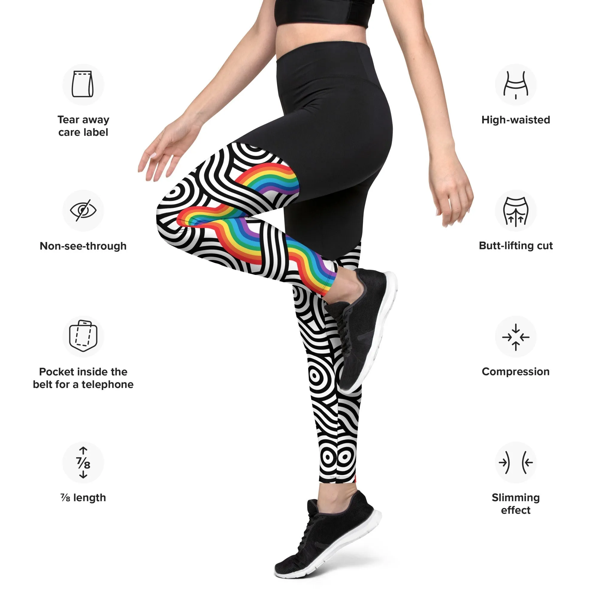 Rainbow Lines Compression Leggings