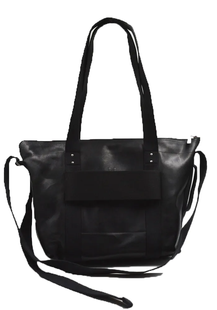 RICK OWENS MEN RA01D0461 TROLLEY LEATHER BAG BLACK