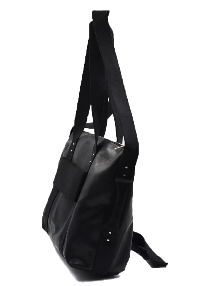 RICK OWENS MEN RA01D0461 TROLLEY LEATHER BAG BLACK