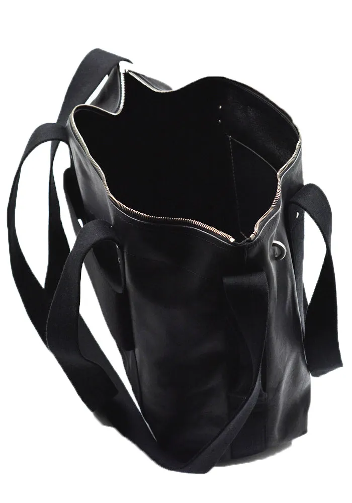 RICK OWENS MEN RA01D0461 TROLLEY LEATHER BAG BLACK