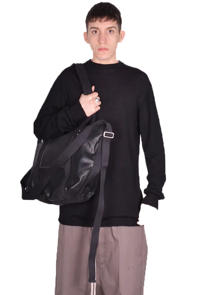 RICK OWENS MEN RA01D0461 TROLLEY LEATHER BAG BLACK