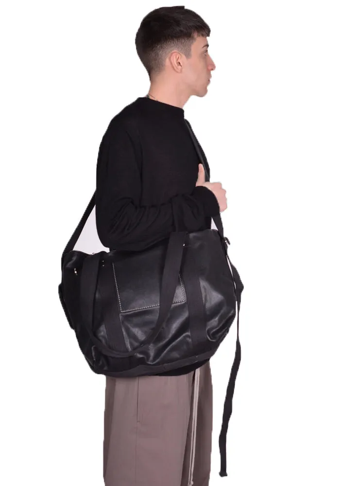 RICK OWENS MEN RA01D0461 TROLLEY LEATHER BAG BLACK