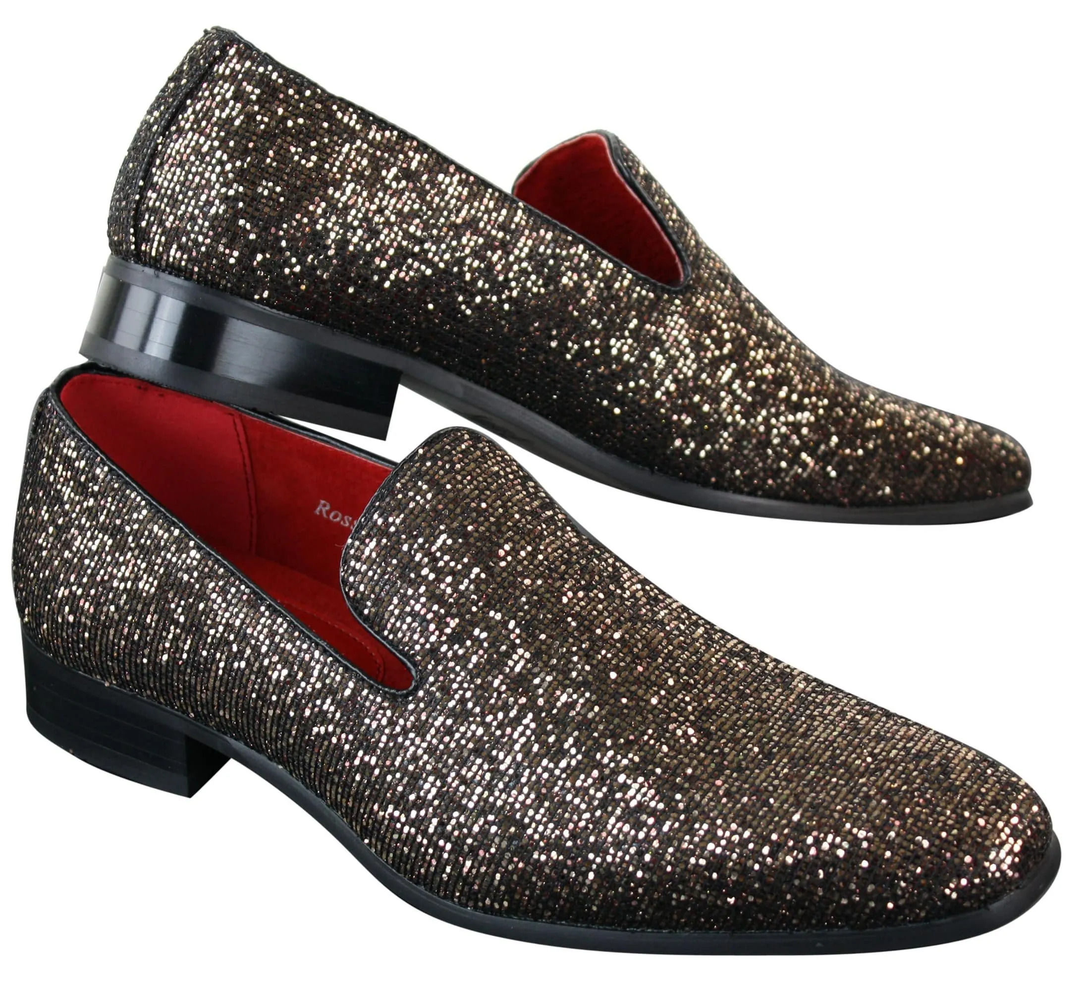 Rossellini Eastend Mens Shiny Slip On Glitter Shoes Party Smart Patent Leather