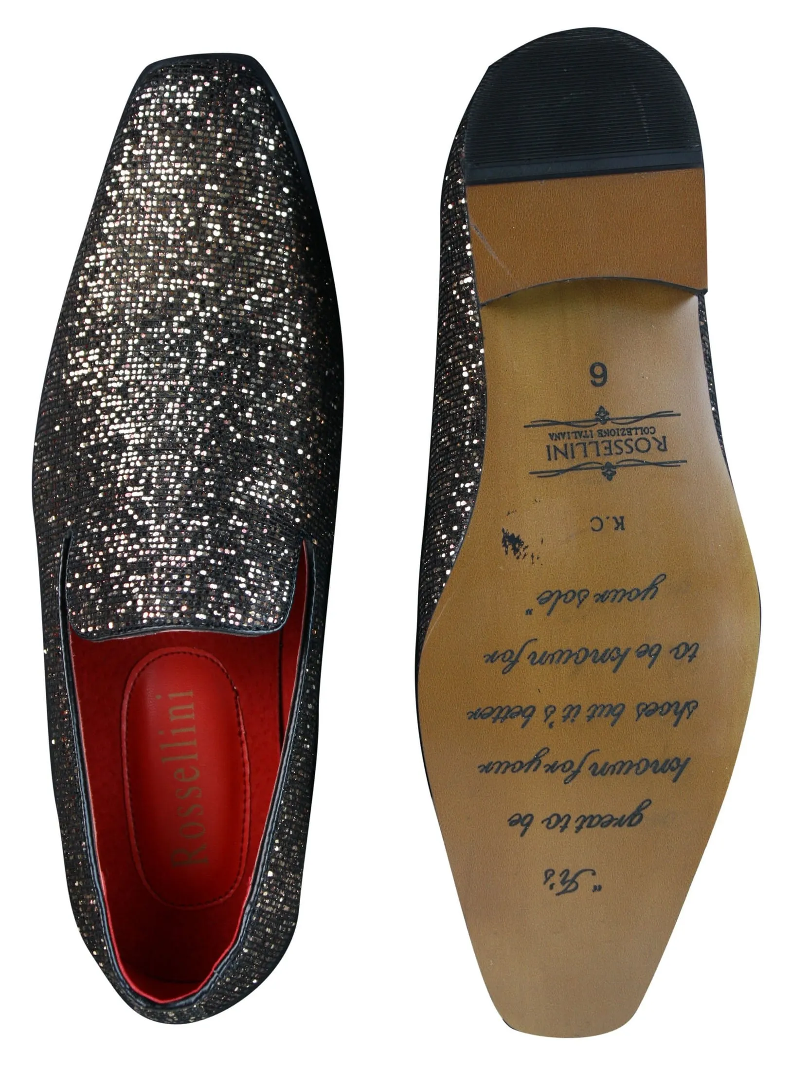 Rossellini Eastend Mens Shiny Slip On Glitter Shoes Party Smart Patent Leather