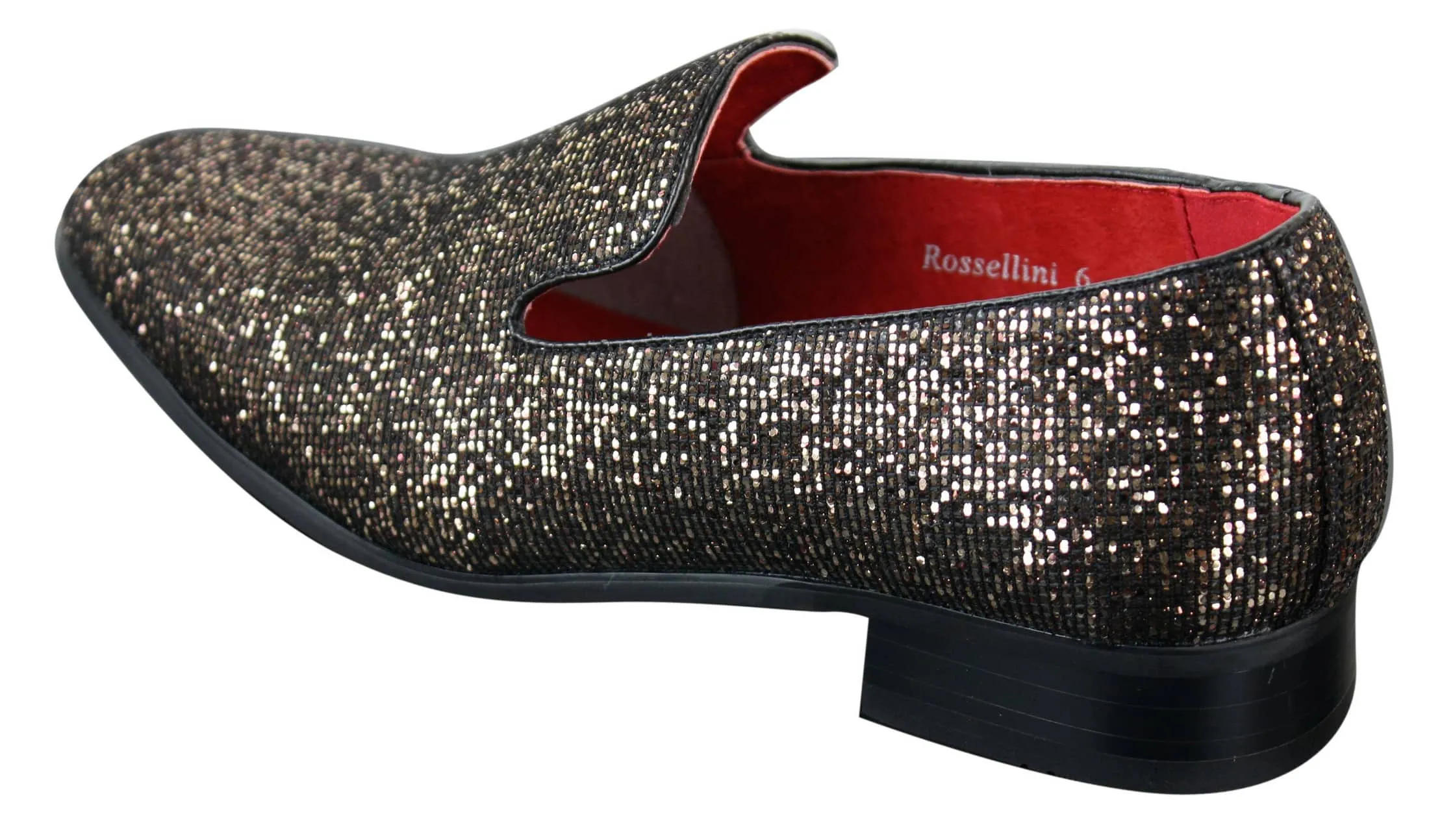 Rossellini Eastend Mens Shiny Slip On Glitter Shoes Party Smart Patent Leather