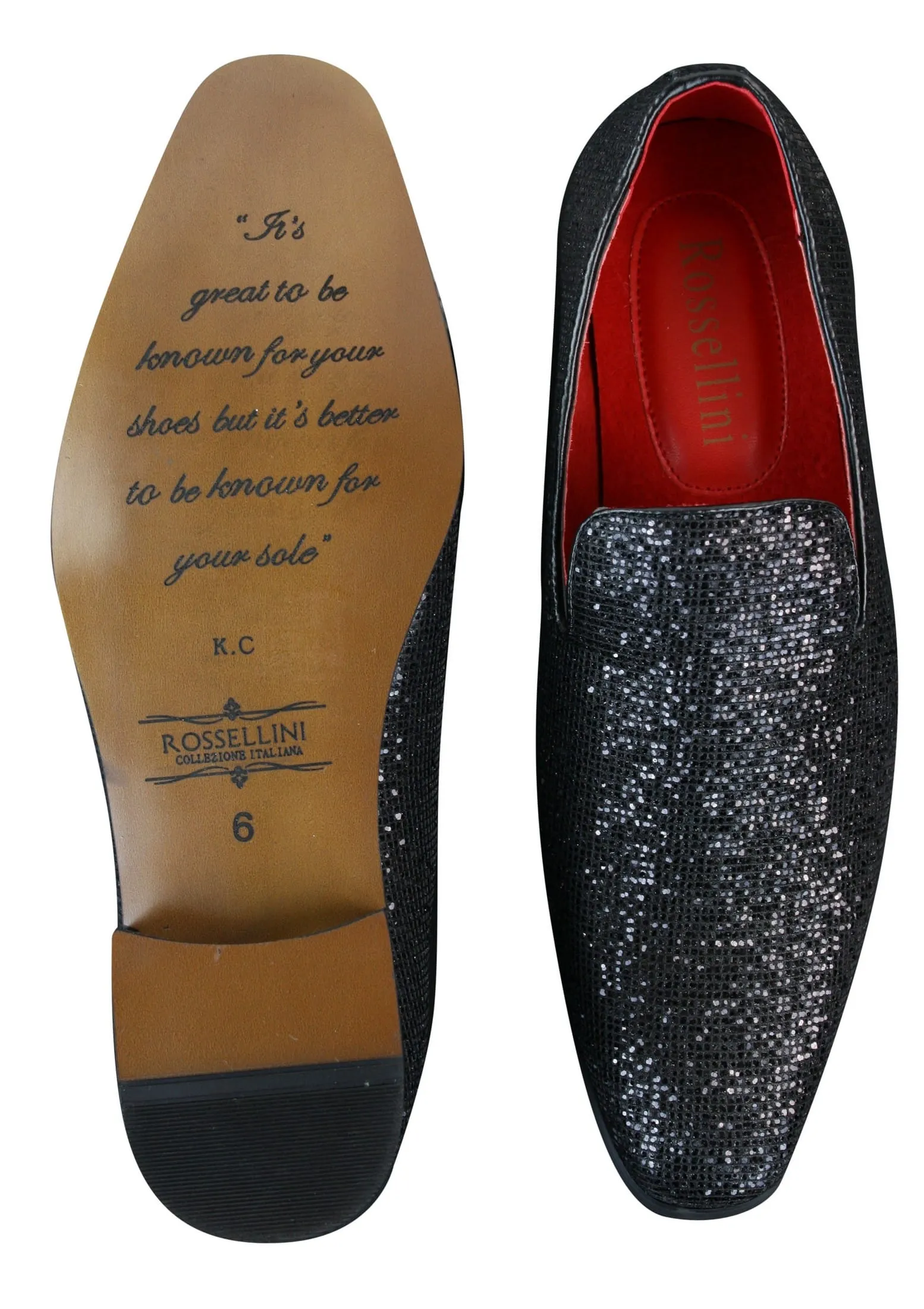 Rossellini Eastend Mens Shiny Slip On Glitter Shoes Party Smart Patent Leather