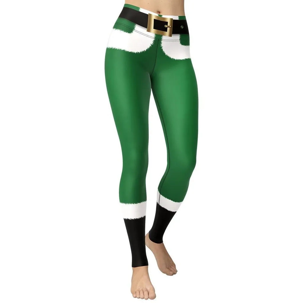 Santa's Simple Outfit Green Yoga Leggings