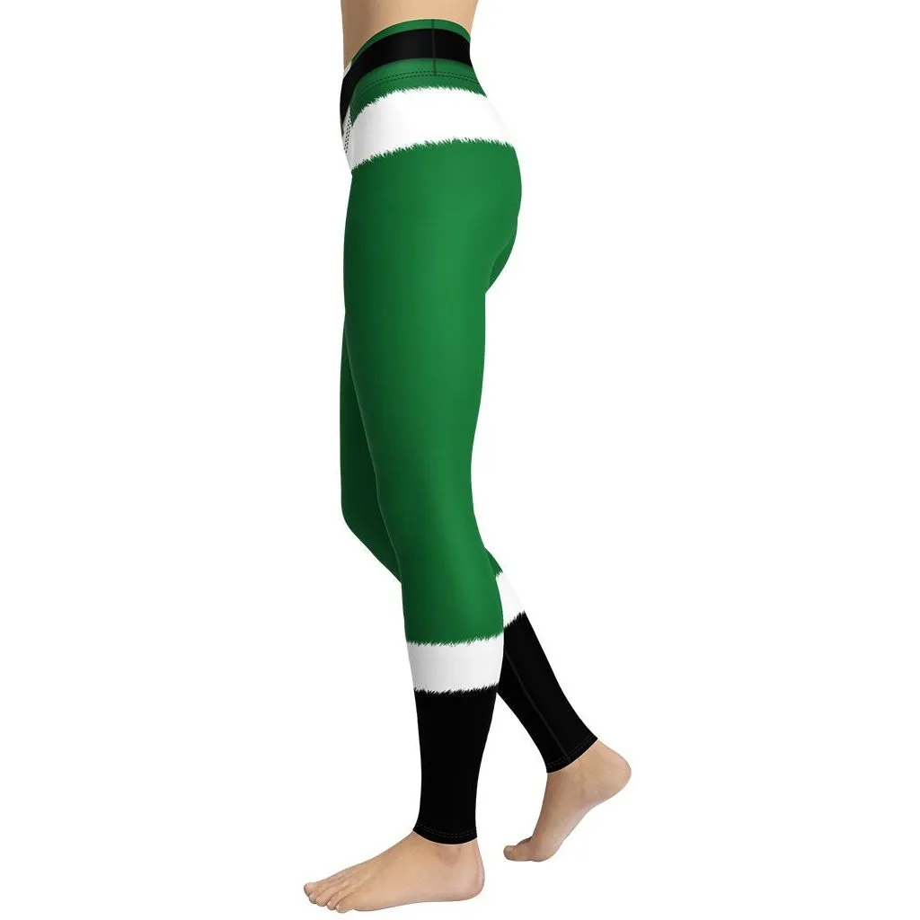 Santa's Simple Outfit Green Yoga Leggings