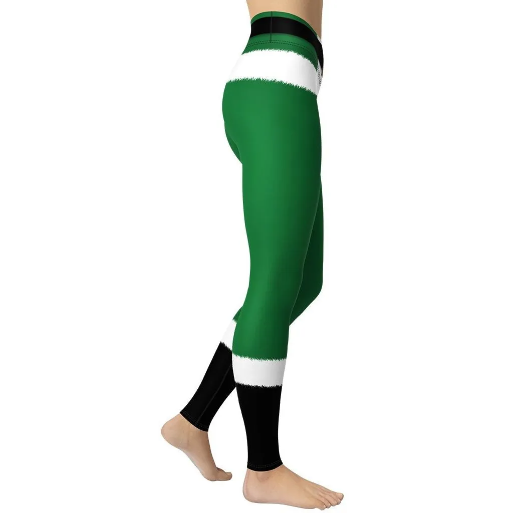 Santa's Simple Outfit Green Yoga Leggings