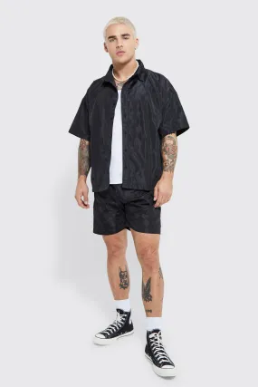 Short Sleeve Boxy Quilted Shirt & Short Set | boohooMAN UK