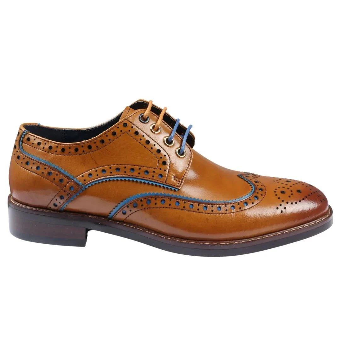 Simon - Men's Brown Brogue Leather Shoes