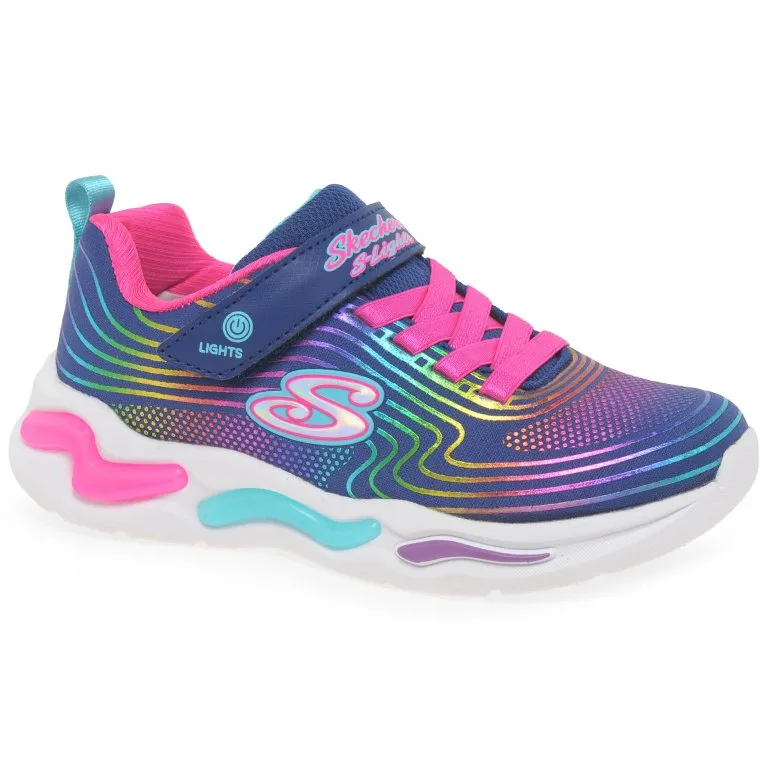 Skechers Wavy Beams Lights Girls Sports Trainers